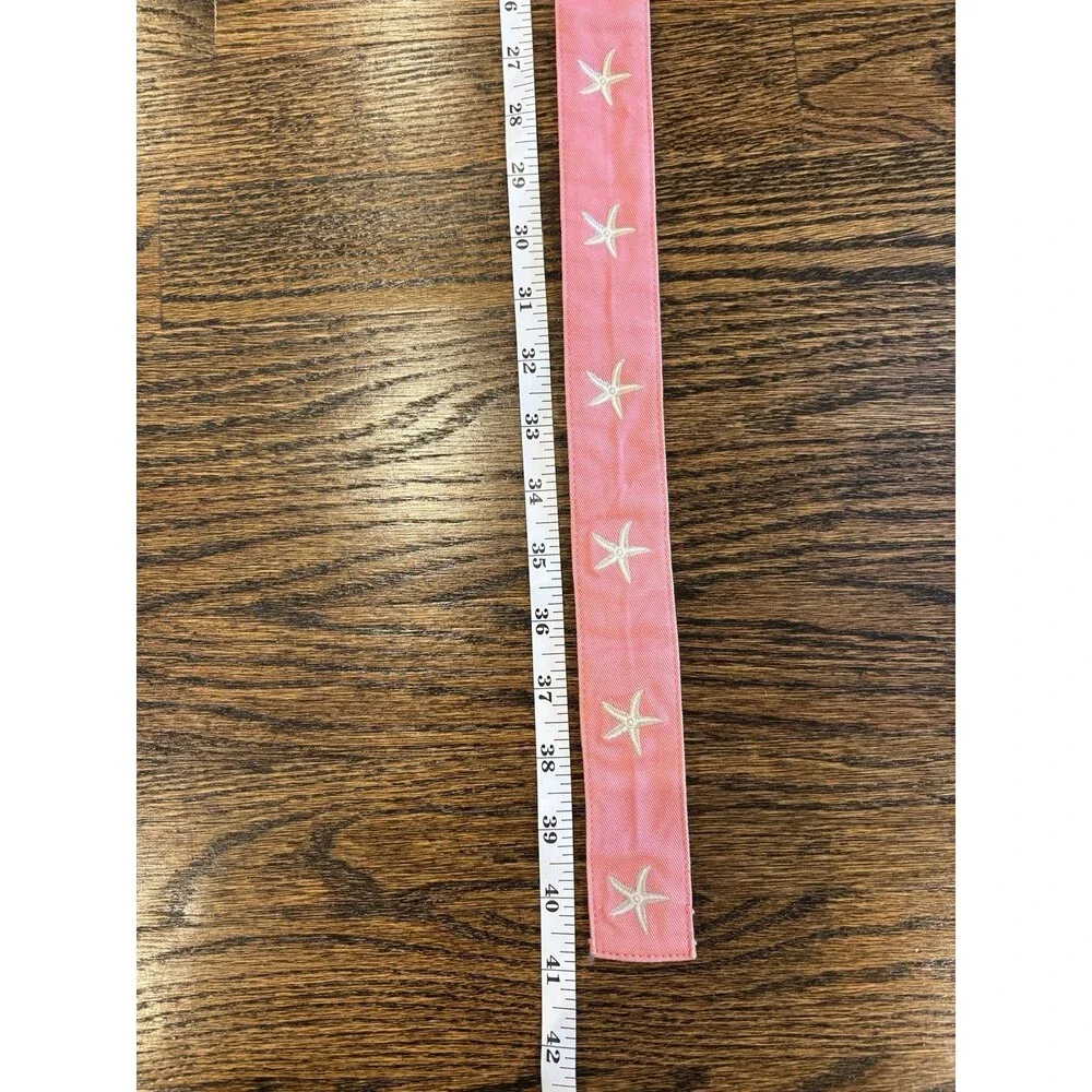 J.Crew Pink Starfish Embroidered D-Ring Canvas Belt S/M Coastal Beach Preppy 41” - Picture 8 of 9